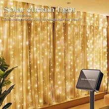 Outdoor Solar Curtain Light 300LED Waterproof String Lights Garden Yard Pavilion Fairy Garland String Lights Holiday Decor Light - Warm White - View 7