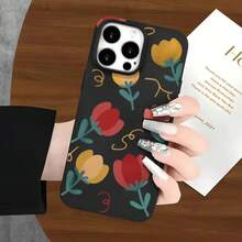 Fundas protectoras y fundas protectoras de imitación con agujeros grandes con estampado de flores de dibujos animados, adecuadas para phone16promax, 16 15pro, 14 14 Plus/14 Promax, 13 13 Pro, 12Pro, 11/11 Pro Pro Series. Regalos Cumpleaños Y Fiestas - Negro - Ver 4