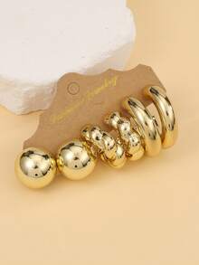 1-9 pares de pendientes de botón con forma de gota de agua exagerada, de material plástico ligero con recubrimiento dorado - Amarillo Oro - Ver 6