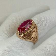 女士经典马眼形合成氧化锆红色戒指，珠宝结婚戒指