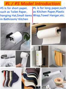 16/33cm Estante de almacenamiento simple para cocina/baño, soporte para toallas de papel, soporte para servilletas, soporte para rollo de cocina, soporte adhesivo para papel higiénico, soporte para rollo de baño, soporte para trapos, soporte para servilletas, estante de almacenamiento para gabinete, en dorado, plateado, negro, soporte para envoltorio de plástico, acero inoxidable, estante para pañuelos, dispensador de pañuelos, decoración del hogar, accesorios de almacenamiento de cocina, organizadores de cocina, accesorios de baño, montado en la pared, accesorios de baño, decoración de baño, artículos de cocina, accesorios de cocina, utensilios de cocina - Multicolor - Ver 8