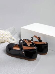Cute Bow & Pearl Decor Flats For Daily Wear, Autumn/Winter - Black - View 5