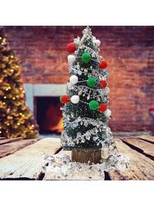 1/2 buc ghirlandă de Crăciun cu pom-pom, 78 inch, decorațiuni agățate, bile de pâslă DIY, ornament pentru banner cu mărgele pom-pom roșii, alb-verzi, potrivit pentru petrecere de Crăciun, brad de Crăciun, coroană, petrecere de ziua de naștere, șemineu interior, perete, decor pentru cameră de acasă, consumabile