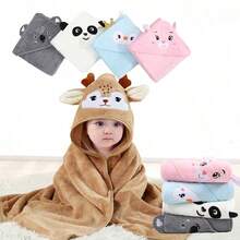 2 件卡通动物婴儿连帽浴巾，柔软珊瑚绒吸水速干，浴袍，毯子，沙滩巾，适合全年婴儿使用，男女通用连帽珊瑚绒浴袍，适合男婴和女婴，快干，柔软，温暖，多功能，可用于所有季节和场合，浴室，海滩，睡衣等