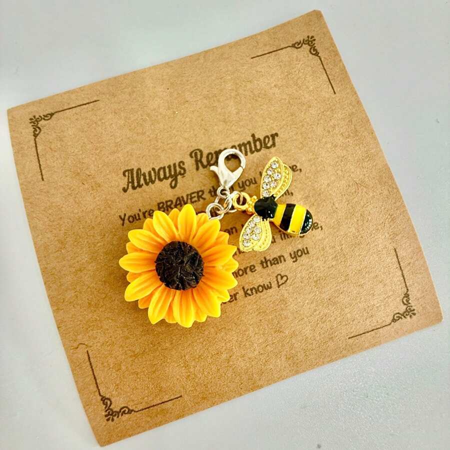 Novo Chaveiro Fofo de Abelha e Girassol, Acessórios de Halloween, Ideias de Presente para o Dia dos Professores e Natal