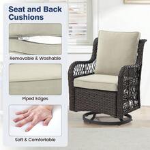 Huisuilinss Outdoor Swivel Rocker Chair,360-Degree Swivel Rocking Chair Set,3 Pieces Patio Furniture Set,Wicker Swivel Rocker Patio Chair With Rattan Side Table,Cushions And Support Back For Patio Porch Pool - Brown beige - View 6