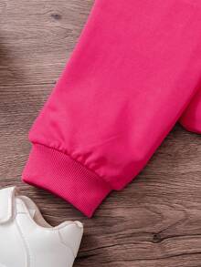 2pcs Girls Casual Knit Crew Neck Long Sleeve Colorful Face Print Sweatshirt + Smile Colorful English Letter Print Long Pants Set, Autumn/Winter