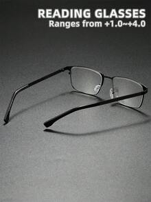 Unisex Classic Business Office Minimalist Style Reading Glasses, New Square Brow-Line Half-Rim Stainless Steel Frame Ultra-Light Readers, High-Definition Lens, Long-Lasting Wear Without Dizziness, Suitable For Reading, Sewing, Business, Office, Daily Use, Sports, Anti-Slip, Computer, Comfortable Eye Protection, Convenient Carrying Design Fits All Face Shapes