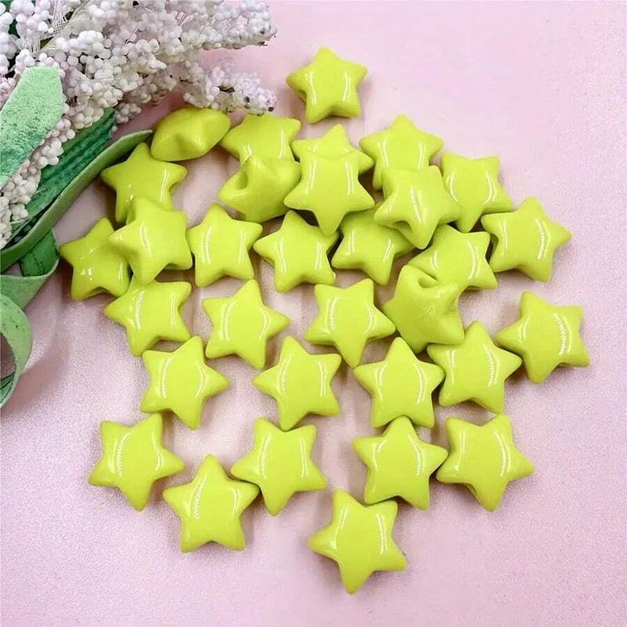 50PCS Acrylic Star Loose Beads DIY 14.9mm Pendant For Jewelry Making Accessories Materials - 綠色 - 查看 1