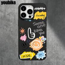 Fundas y carcasas protectoras con diseños de letras vibrantes estilo grafiti, compatibles con los modelos 16 Pro, 16, 15 Pro, 14, 14 Plus, 14 Pro, 13, 13 Pro, 12 Pro y 11/11 Pro. Regalos para cumpleaños y celebraciones. - Negro - Ver 8