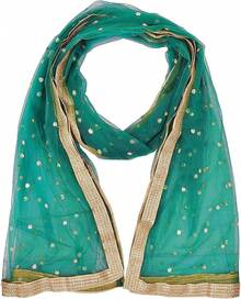 Woman's Embellished Net Dupatta Scarf Shawl Wrap Soft Bridal Wedding - 翡翠綠 - 查看 4