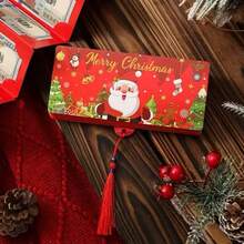 1pc Santa Claus Dollar Bill 10-Slot Red Envelope Gift Bag, Christmas Holiday Party, Gift Cash Money Box, Christmas Decoration, Christmas Party Favor, Holiday Party Gift - Multicolor - View 3