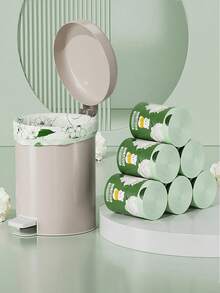 150个熊猫图案普通厨房垃圾袋，中号抽绳防撕裂垃圾袋，适用于家庭、厨房、浴室或办公室。家庭圣诞装饰、圣诞礼物、学校用品、书架装饰、圣诞挂饰、快乐小狗、办公桌装饰、办公用品 - 墨綠色 - 查看 5