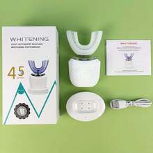 U型无线电动牙刷，360°超声波牙齿美白灯，硅胶自动电动牙刷
