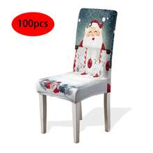 1/4/6/100pcs Christmas Print Stretch Dining Chair Covers, Cartoon Holiday Decor Dust-Proof Full Chair Slipcovers - Multicolor - View 26