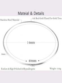 1Pc Choker Collar For Women 14K Gold Plated Silver Stainless Steel Metal Collar Choker Necklace Statement Open Cuff Bangle Necklace For Women - 經典銀色 - 查看 3