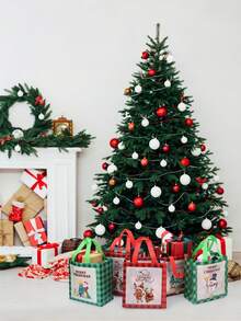 4pcs Christmas Santa Gift Bags, Multiple Colors Available, Reusable, Suitable For Holiday Use - Christmas Party Decoration Supplies - Multicolor - View 7