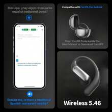 Ai Translation Headset, Bone Conducting Wireless Headset, Realtime Translation In 144 Languages, 6 Mics Intelligent Noise Cancellation, Real-Time Translation Of Meeting Notes, Touch Control, Deep Bass Headphones - 黑色 - 查看 6