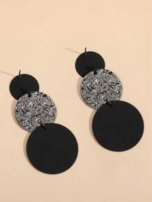 1 Pair Fashionable Exaggerated Round Textured Disc Earrings