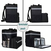 Large Meal Food Delivery Backpack Insulated Thermal Pizza Bag For Eat - Black - View 4