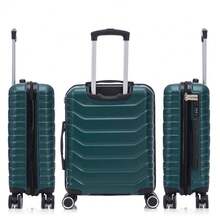 Cabin Suitcase 55x40x20cm ABS+Polycarbonate - 10kg (40L) | Semi-Rigid Small Trolley Hand Luggage 4 Wheels 360° Swivel Numeric Lock - Yellow/Navy/Mint/Black/Pink/Rose Gold/Turquoise/Green - 軍綠色 S | 55X40X20 - 查看 4