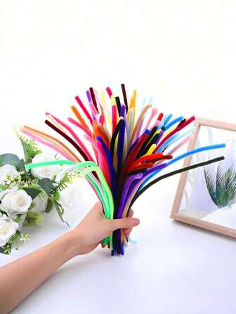 400/100pcs Value Pack DIY Pipe Cleaners, Macaron Colors, Random Mixed Colors Bulk Includes Dense Chenille Stems, Fluffy Sticks, Craft Pipe Cleaners, Pipe Cleaners Crafts Arts And Crafts Decorative Chenille Stems Supplies, Christmas Gifts Random Color Chenille Stems, DIY Craft Pipe Cleaners For Bouquets, Headbands, Bracelets, Bright Colors And Thickened, Suitable For Valentine's Day, Birthday, Party Favors