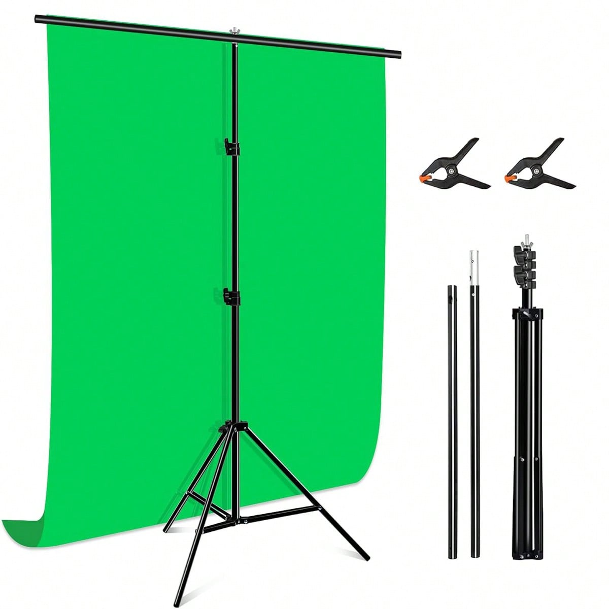 200cm X 100cm (W X H) Adjustable Photography Backdrop Stand Kit, Includes 1 Tripod, 2 Crossbars, 2 Clamps, Suitable For Photography Studio, Video Studio, Party Decoration, Event Decoration, Wedding, Optional Green Screen Backdrop