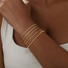 5pcs/Set Flat Snake Chain & Braided Chain Unisex Fashion Casual Bracelets