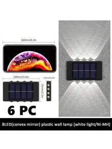 1 件/2 件/6 件户外太阳能壁灯，带 4 个 LED/8 个 LED/10 个 LED（白光/暖光），家庭和花园壁灯灯具，适用于墙壁、柱子、停车场、车库、花园装饰万圣节圣诞节感恩节礼物