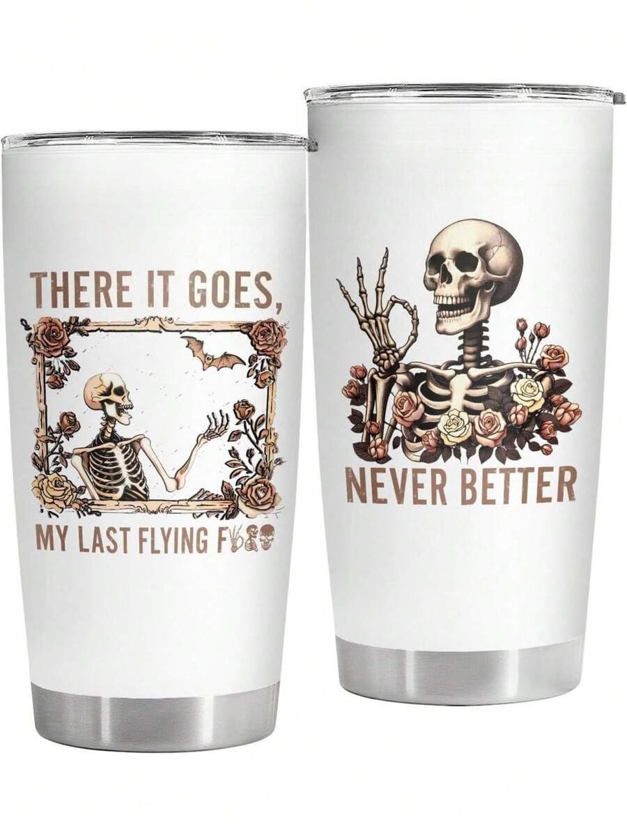 Skeleton Tumbler With Lid 20 Oz, Horror Coffee Mug, Christmas Halloween Gifts, Skeleton Cup, Skull Travel Mug, Sarcasm Horror Christmas Gifts For Women - Không bao giờ tốt hơn Skull - Xem 1