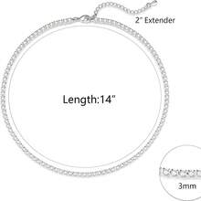 Women Full Diamond Tennis Necklace Light Luxury Paved Diamonds Chain High End Silver Jewelry Iced Sugar Collarbone Unisex Cuban Hip Hop Style - Bạc - Xem 6