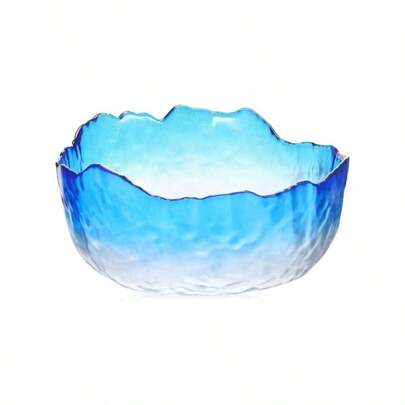 Glass Nail Soaking Bowl 9Inch Manicure Soak Off Bowl Pedicure Salon Bath Remover Decorative Fingernail Toenail Caring Polish Removal, Blue