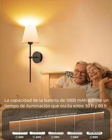 2Pcs Apliques de Pared Inalámbricos, Apliques de pared recargables con 15 colores y 10 niveles de brillo, bombillas regulables desmontables y Control Remoto para Recámara, Sala Estar, Pasillo Cocina - 1 - Ver 5