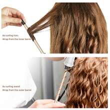 UKLISS Rizador de cabello, Rizador de cerámica y turmalina con calentamiento de lana, para el cabello, Tenacilla rizadora - Dorado - Ver 6