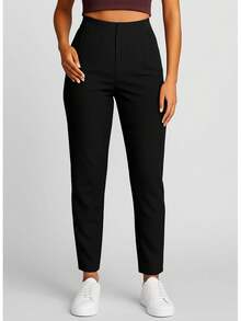 Pantalon de pinzas para dama stretch - Negro - Ver 4