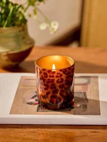 1pc Leopard Print Cup-Shaped Glass Candle Holder, Golden Owl Black Glass Candle Holder, Romantic Bar Decoration And DIY Aromatherapy Empty Cup, Suitable For Bathroom And Bedroom Decoration, Gifts, Suitable For All Romantic Atmosphere Places, Halloween, Christmas, Thanksgiving, Horror, Autumn, Holidays, Winter, Festivals, Gifts, Birthdays, Graduation, Home Decoration, Table Decoration, Birthday Gifts, Party Props - Multicolor - View 4