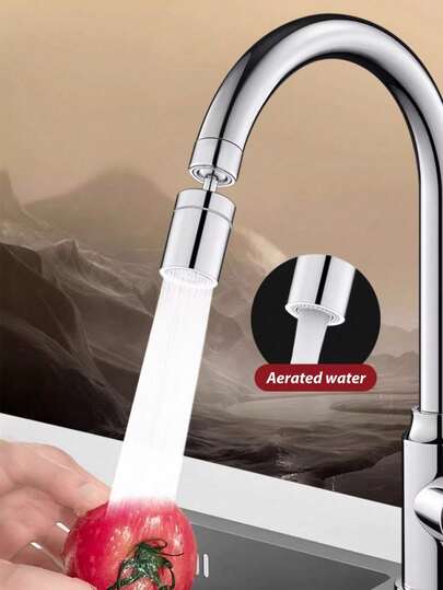 Kitchen Bathroom Faucet, 360-Degree Swivel Spray Nozzle, Water Mode Extension, Foam Device, Rotatable Extension, Plastic & Copper Alloy, Universal Thread, No Battery Required, Compatible With Standard Pipes