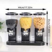 1 One 3 Barrels Of Grain Separately Packed Case With Lock Lid-Non-BPA Plastic Kitchen Storage Container, Leak-Proof Rice Grain Can Suitable For Rice, Oats, Grains And Dry Food-Home, Office, Ideal Choice For Canteen-Modern Black Design, Food Storage Box, Durable Construction, Essential For Home Cooking, Home Decor, Party & Christmas Storage - Máy xay ngũ cốc 3 thùng màu đen - Xem 7