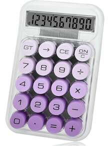 1pc Transparent Gradient Color Mechanical Keyboard Calculator, 10-Digit Large Display Office Use Electronic Calculator (Size Refer To Product Images), Batteries Not Included,School Supplies,Back To School