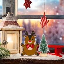 1/200 Juegos disponibles, 2 piezas/Juego Reno, muñeco de nieve y Papá Noel de Navidad mini y lindos, decoración de centro de mesa de comedor de madera, divertido de abrazar con las manos abiertas, decoración rural, decoración del hogar con tema navideño, decoración de escritorio del centro comercial - Multicolor - Ver 3