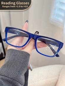 LiMiaoMiao 1 pieza Gafas de lectura rectangulares vintage con bisagra de resorte, lentes transparentes, gafas de computadora/lectura, aumento de +1.0 a +4.0, unisex - transparente - Ver 29