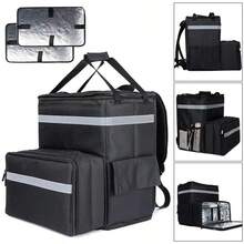 Large Meal Food Delivery Backpack Insulated Thermal Pizza Bag For Eat - Black - View 9