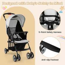 Foldable Lightweight Baby Stroller Travel Pushchair 0-36 Months Age Group 13 Lbs Coffee - 灰色 - 查看 6