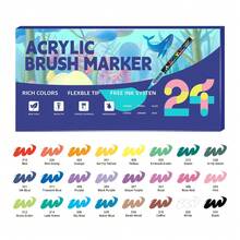 1 Set Of 72/60/48/36/24/12 Colors Acrylic Marker Pens, Liquid Ink Art Markers For Artists, Soft Tip Painting Brush, Waterproof & Fade Resistant, Graffiti Pens, High-Quality Pigment, Blendable