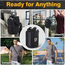 Bolsa de gimnasio magnética con soporte para botella de agua, bolsillos para teléfono y correa para el hombro, 5 imanes incorporados. - Negro - Ver 7