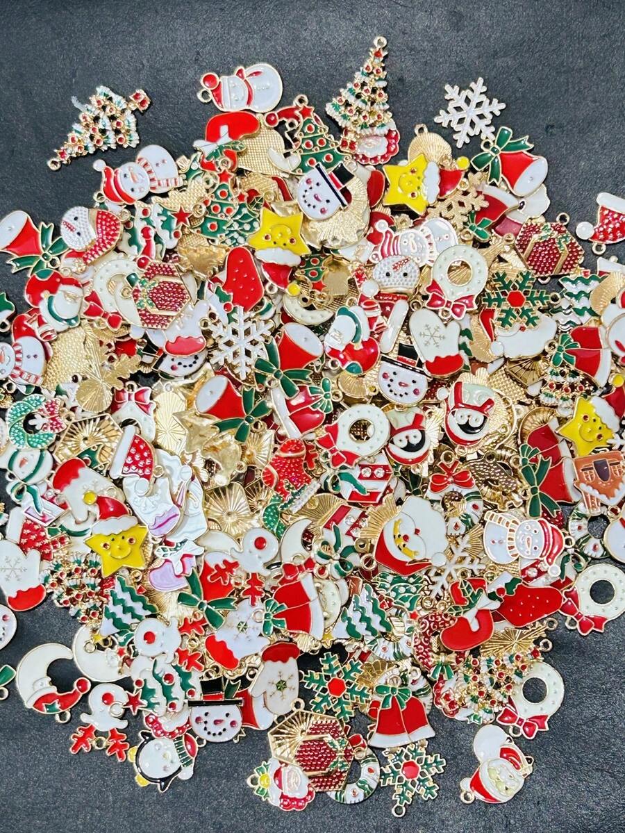 20/50/100 PIEZAS Surtido aleatorio (aproximadamente 20 estilos) Encantos con temática navideña de DIY, cuentas y colgantes de aleación de zinc para Navidad para hacer pendientes, collares, pulseras y llaveros