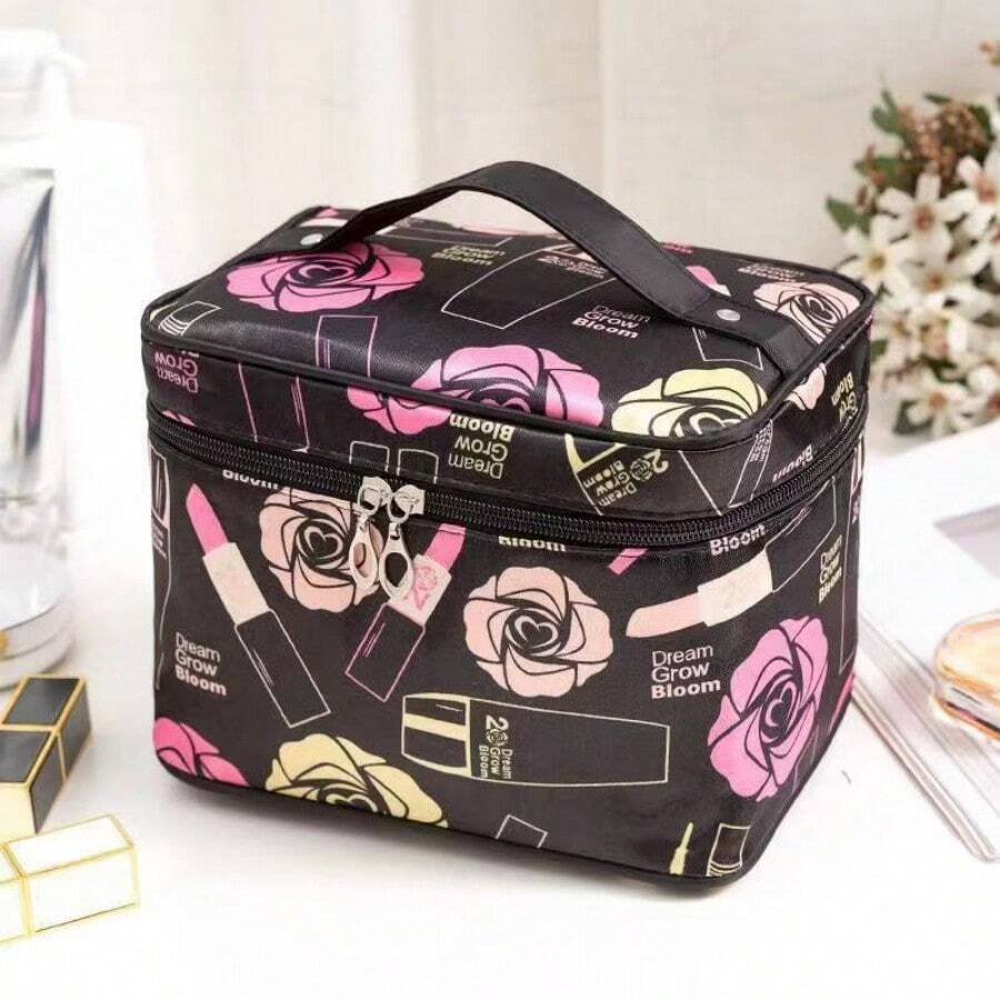 1pc Multi-Color Waterproof Spandex Makeup Bag With Large Capacity, Foldable Storage Bag For Toiletries For Travel Storage Bag,Makeup Bag,Cosmetic Bag,Vacation Organizer,Large Capacity Makeup Organizer Makeup Case, For Lipstick, Brush, Skincare, Mobile Phone, Coin, Small Items, For Home,Gift,Vacation And Festival Halloween Christmas Multifunctional Use,Boho Vibes,For Holiday Beach, Bathroom Collection, Bedroom Collection, Large Capacity