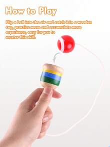 Holz Fangball, Becher- und Ballspiel, Becher Fangball Spielzeug, Mini Holzfangball Hand-Augen-Koordination Spielzeug, weiß und rot