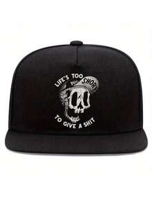 1pc Skull Hand Printed Unisex Hip Hop Cap, Street Style Outdoor Sports Baseball Cap, Adjustable Hat Halloween Skeleton - Multicolor - View 8