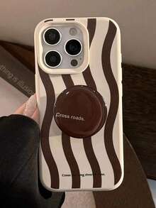 New Stylish Wavy Striped Kickstand Phone Case Compatible With IPhone 16 Pro Max/15/14/13/12/11, Creative Minimalist Design - Multicolor - View 3